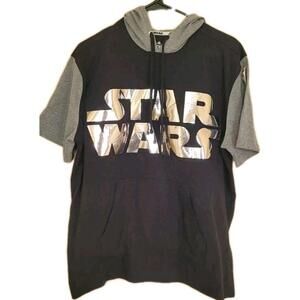 Disney Parks Star Wars Short Sleeve Hoodie | Adult Size M Metallic | Drawstring